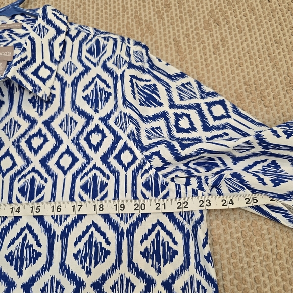 Chicos Xl Geometric Print Women's Top 3/4 Sleeve - Picture 4 of 12